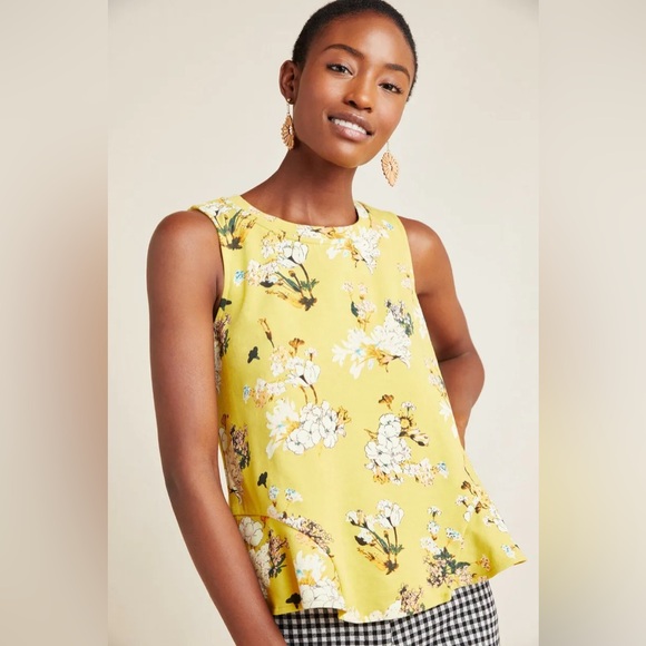 Anthropologie Tops - Anthropologie Eva Franco yellow floral print Top M